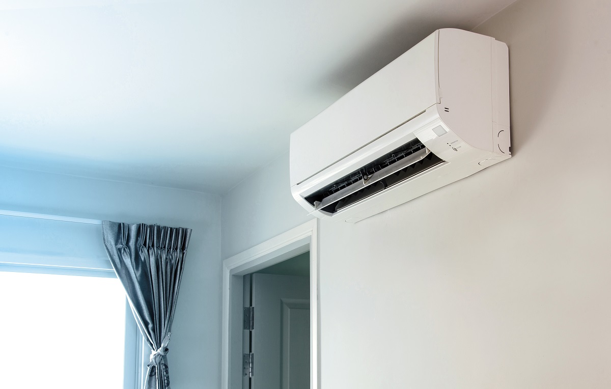Air,Conditioner,On,Wall,Background